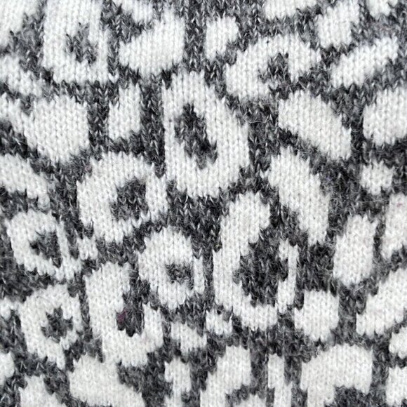 TTPD Express Wool Mohair Blend Leopard Print Heart Pullover Sweater Women S Gray - Picture 8 of 10